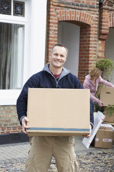Removal van parked for a home move in Barnet