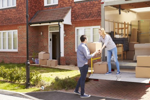 Packed boxes and furniture prepared for removals in Barnet