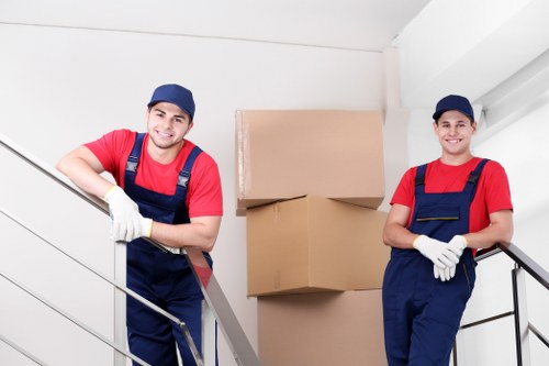Removal team preparing items safely before a move