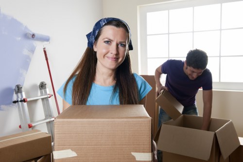Packing boxes and furniture prepared for same day house move