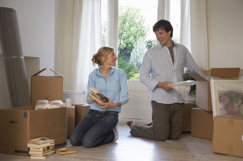 Careful loading of sofas and household furniture into a removal van